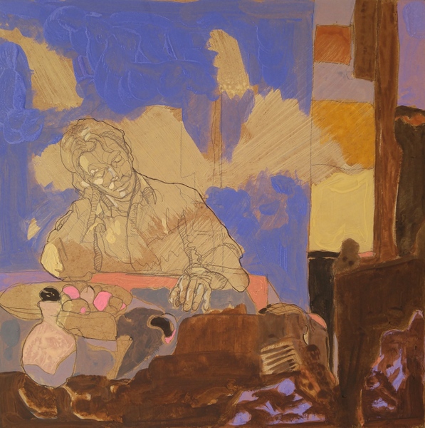 assoupissement - 30x30 - tempera